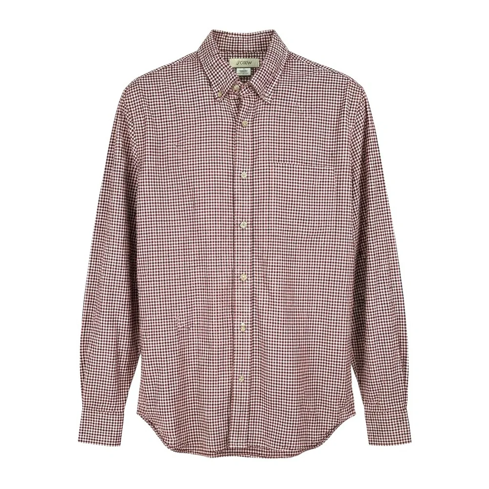 J. Crew Mens Slim Fit Button‎ Down Shirt Long Sleeve Gingham Red Blue Size Large